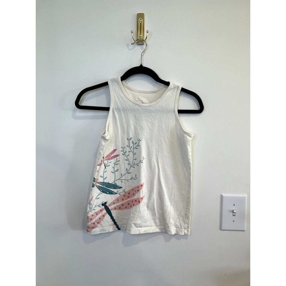 Tea Collection Dragonfly Graphic Tank Top Cotton Cream Nature Girls Size 12